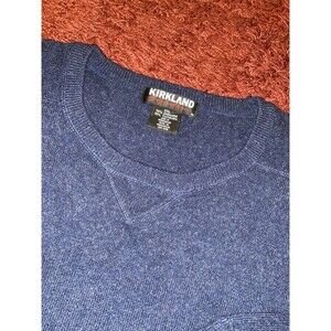 100% Cashmere Sweater Men’s 2XL Blue Luxury Knit Pullover Ultra Soft